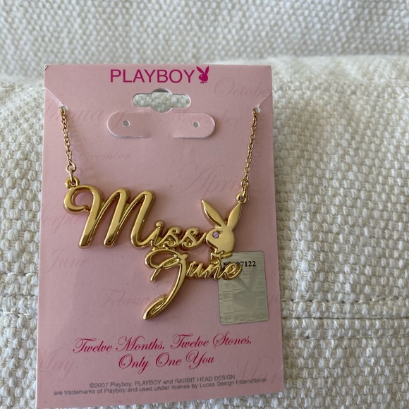Playboy Miss June Y2K Deadstock Gold Necklace - Picture 2 of 5
